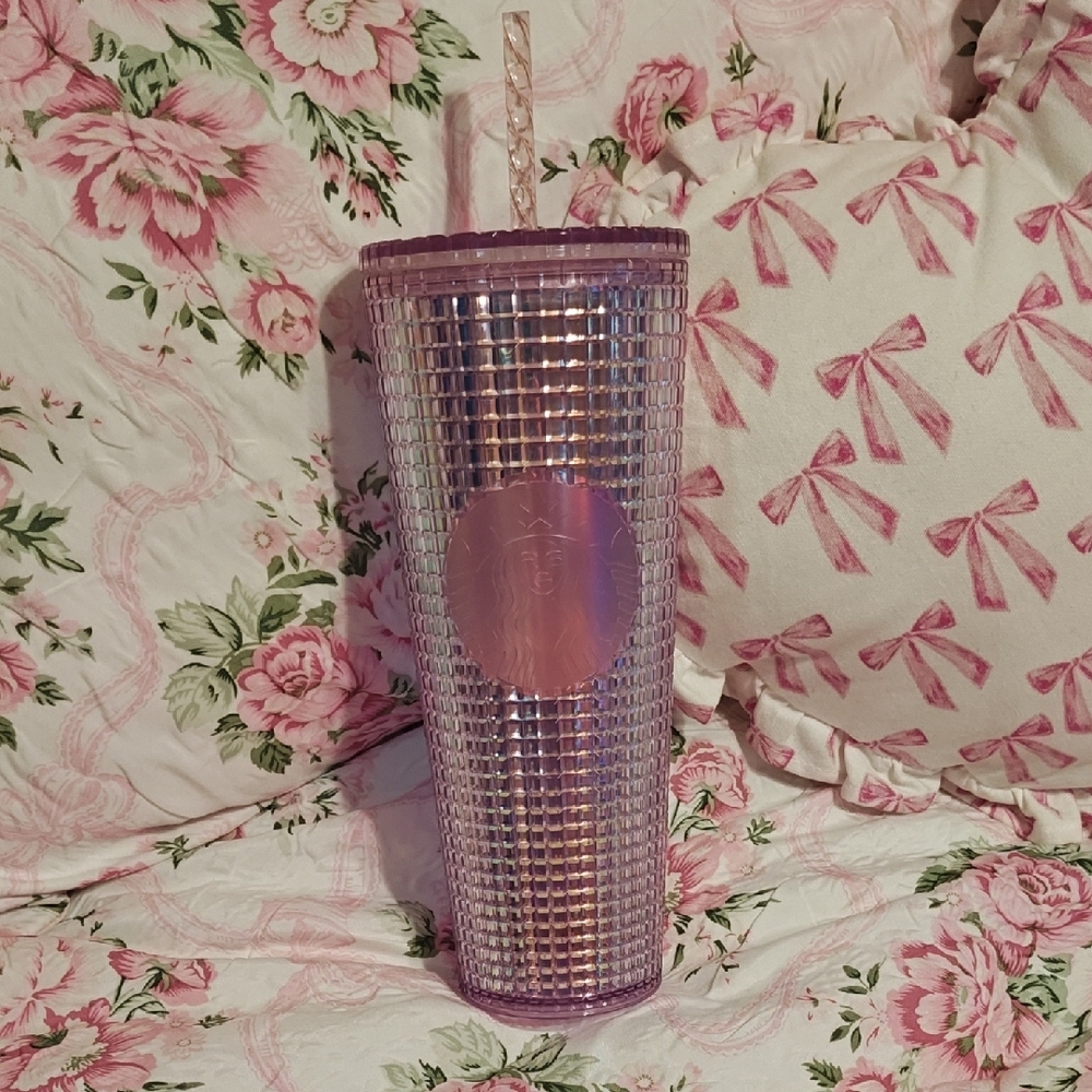 Purple Studded Tumbler with Straw